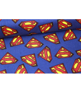 Tecido Estampado "superman" 100% Algodão 50 Cms X 110 Cms Azul