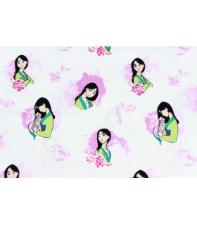 Tecido Estampado "mulan" 100% Algodão 50 Cms X 110 Cms Rosa Bebé