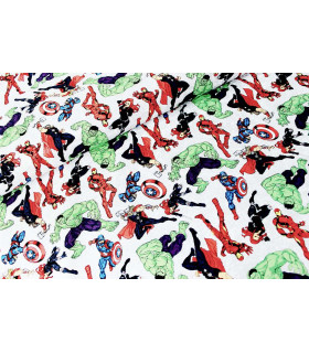 Tecido Estampado 100% Algodão "marvel Heroes" 50 Cms. X 110 Cms. Segundo Foto