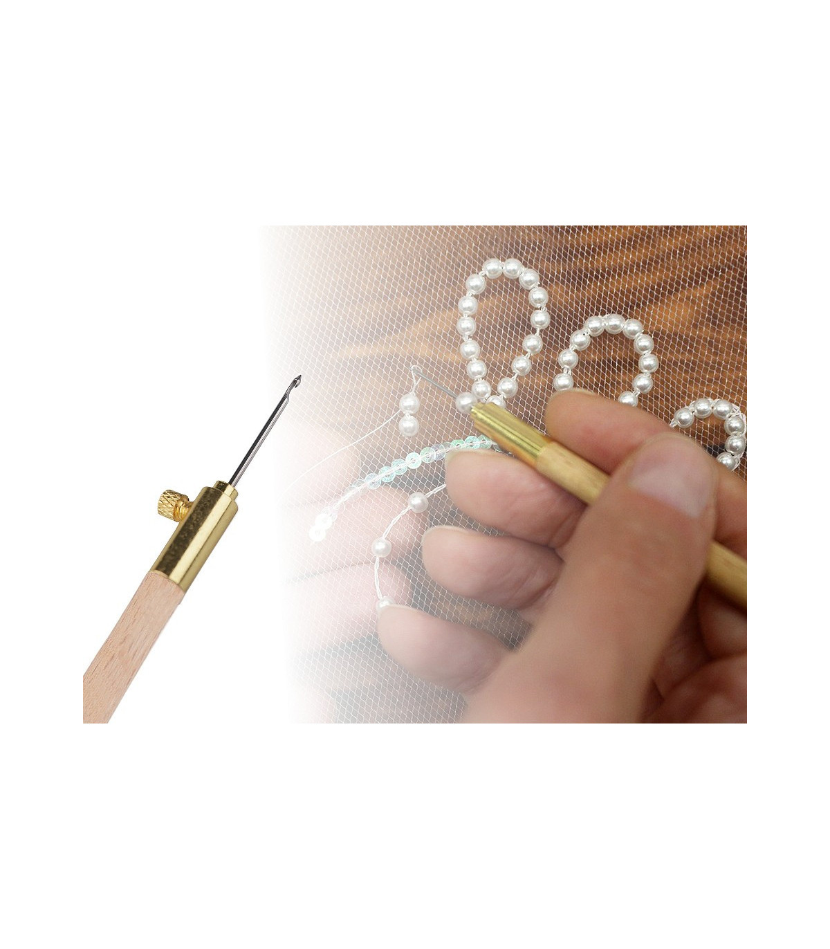 Aari needle + handle and 3 hooked needles Needles And Pins