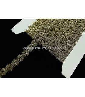 Puntilla Vintage Hilo Metalizado Oro Viejo 1 Mt. X 2 Cms. - de colores