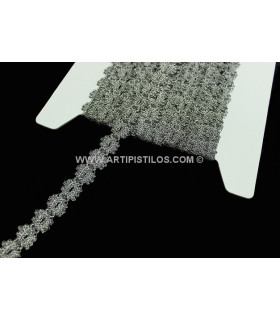 Puntilla Vintage Hilo Metalizado Plata Vieja 1 Mt. X 2 Cms. - de colores