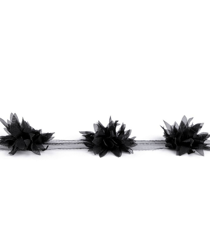 Strip of flowers on tulle
