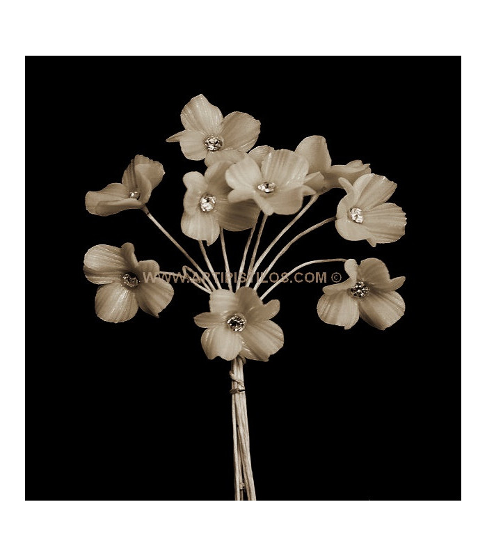 FLOR DE PORCELANA FRÍA CUATRO HOJAS CON CRISTAL