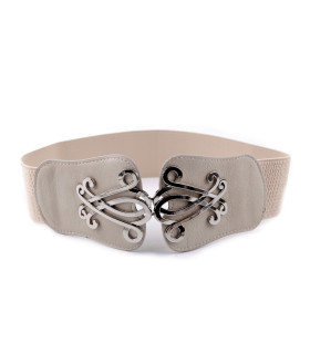 Cinturón Elástico De Mujer Beige - hebilla