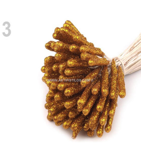 Pistilos Alargados Con Glitter Oro Largo Aprox: 9 Cms. - manualidades