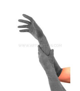 Guantes De Antelina 39cm Gris Oscuro Largo Aprox. 39 Cms - elásticos