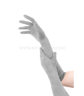 Guantes De Antelina 39cm Gris Claro Largo Aprox. 39 Cms - elásticos
