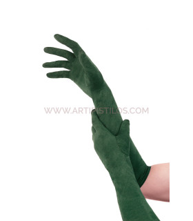 Guantes De Antelina 39cm Verde Botella Largo Aprox. 39 Cms - elásticos