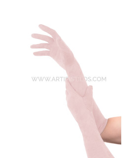 Guantes De Antelina 39cm Rosa Claro Largo Aprox. 39 Cms - elásticos