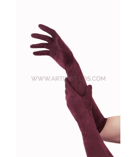 Guantes De Antelina 39cm Burdeos Largo Aprox. 39 Cms - elásticos