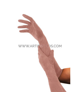 Guantes De Antelina 39cm Rosa Nude Largo Aprox. 39 Cms - elásticos