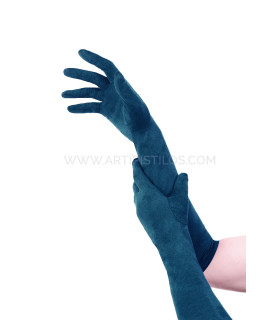 Guantes De Antelina 39cm Azul Petrol Largo Aprox. 39 Cms - elásticos