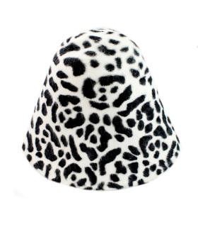 Cone De Pele De Coelho 100% 2-sided 25 Cms. De Alto X 25 Cms. Diametro Branco Mota Preta - capelinas