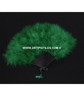Abanico De Plumas "orleans" Verde 46 X 28 Cms. - accesorios