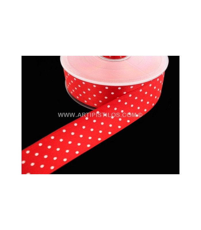 FITA DE CETIM COM BOLINHAS 38 MM.