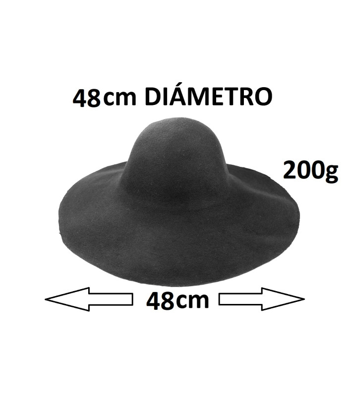 Capeline de Feltro NERO de Lã Merino 100% / diâmetro 48 cm - 200g