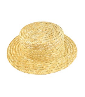 High Crown and Short Brim Canotier Made from 100% Braided Straw "ÁLAMO"