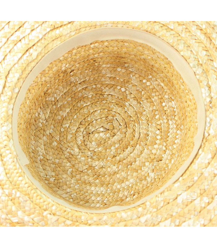 High Crown and Short Brim Canotier Made from 100% Braided Straw "ÁLAMO"