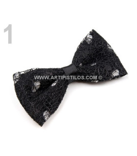 Lazo Decorativo Con Lunares Negro 6 X 3 Cms. - tela para vestidos