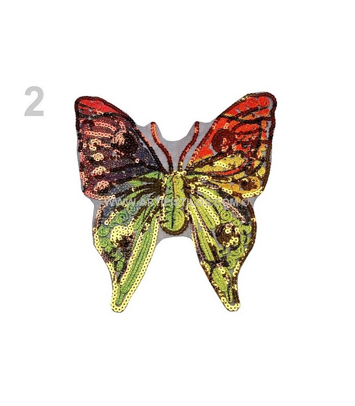 APLICACION MARIPOSA CON LENTEJUELAS 23 X 23 CMS.