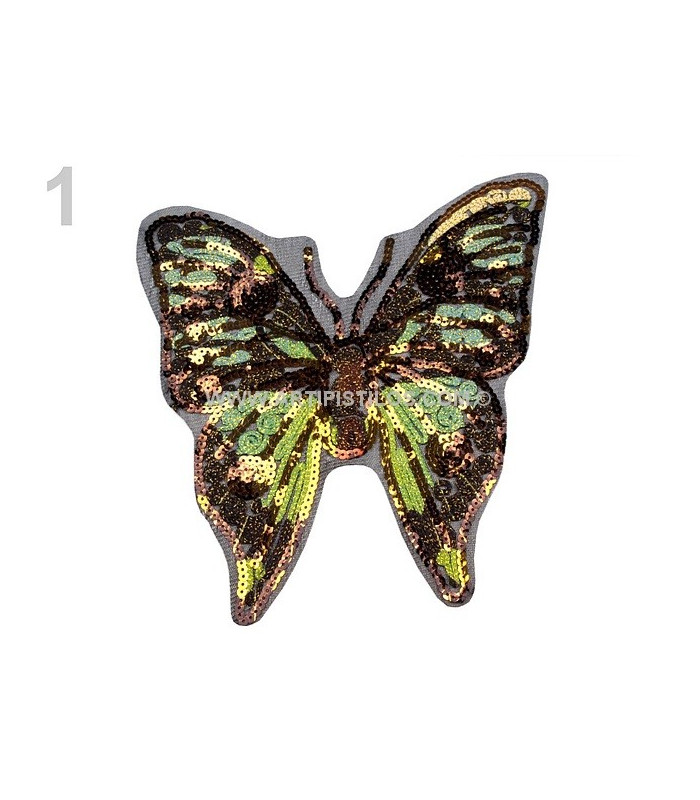 APLICACION MARIPOSA CON LENTEJUELAS 23 X 23 CMS.