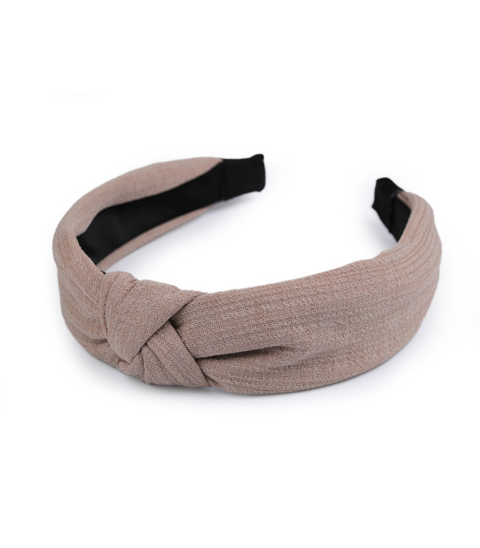 Elegant Single-Colored Fabric Headband with Striped Structure and Knot