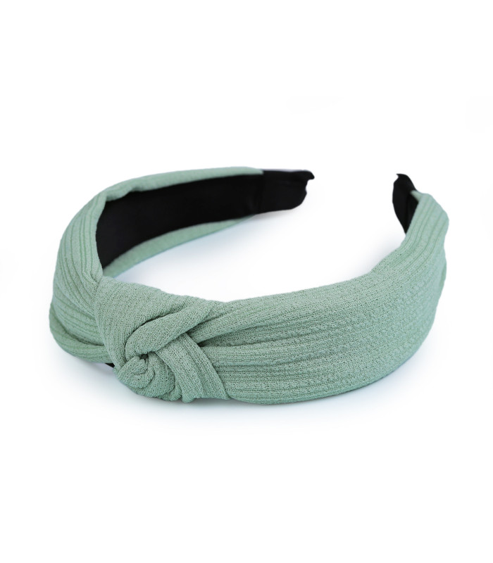 Elegant Single-Colored Fabric Headband with Striped Structure and Knot
