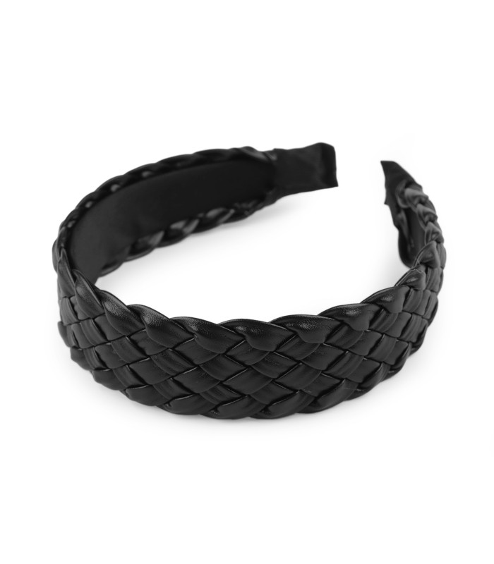 Diadema Ancha de Tiras Entrelazadas en Cuero Sintético - Elegancia Versátil
