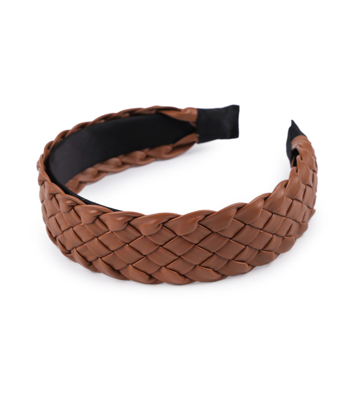 Diadema Ancha de Tiras Entrelazadas en Cuero Sintético - Elegancia Versátil