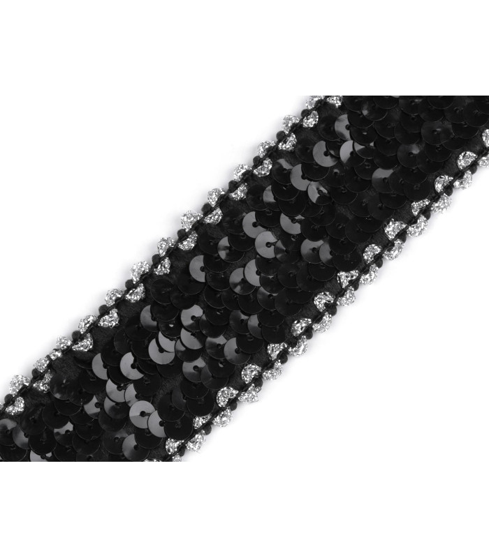 Galão de Lantejoulas - Largura 40 mm - Elástico