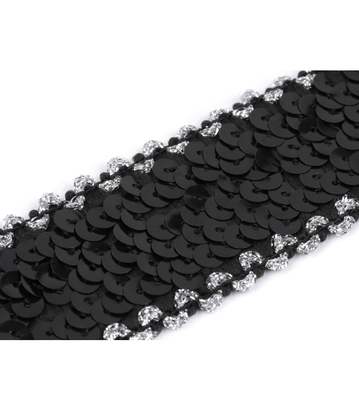 Pasamanería con lentejuelas - ancho 40 mm - elástica