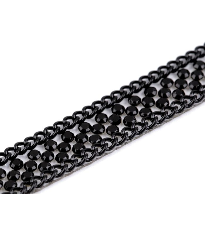 Pasamanería con pedrería - ancho 9 mm x 1 metro - Termoadhesiva