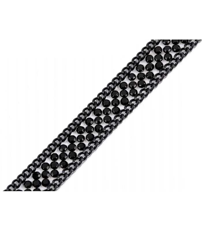 Pasamanería con pedrería - ancho 9 mm x 1 metro - Termoadhesiva