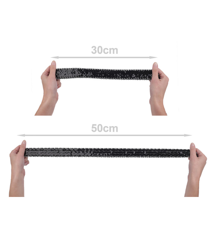 Pasamanería con lentejuelas - ancho 40 mm - elástica