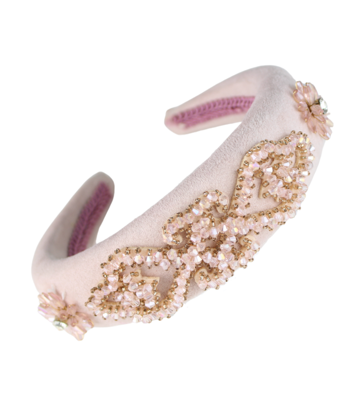 Padded suede headband with crystal appliqués "PRISMA"