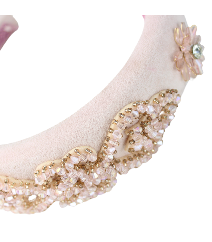 Padded suede headband with crystal appliqués "PRISMA"