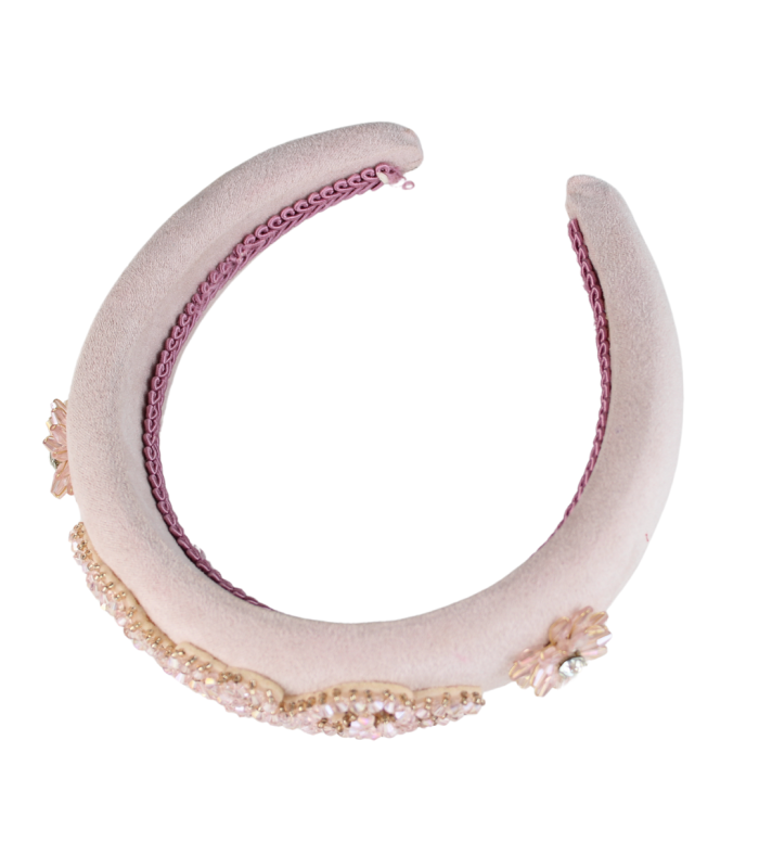 Padded suede headband with crystal appliqués "PRISMA"