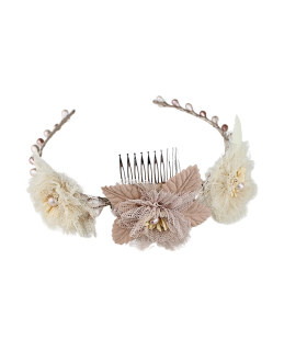 TIARA INFANTIL FLORES DE TULE