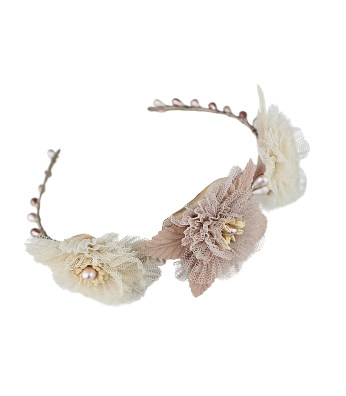 TIARA INFANTIL FLORES DE TULL
