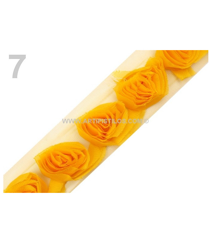CINTA DE TUL CON ROSAS DE TELA