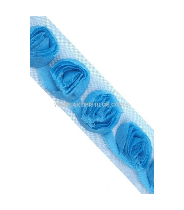 CINTA DE TUL CON ROSAS DE TELA