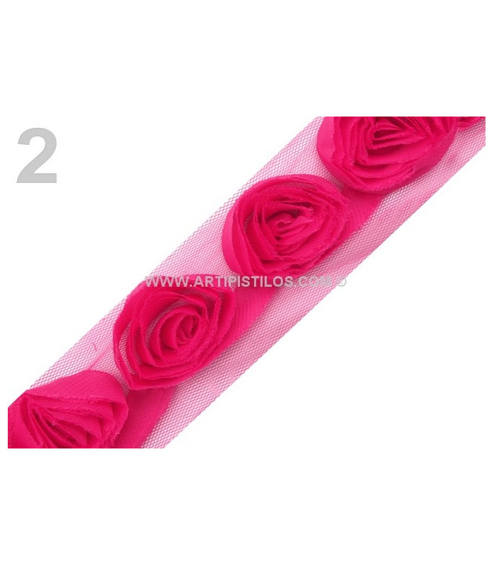 CINTA DE TUL CON ROSAS DE TELA