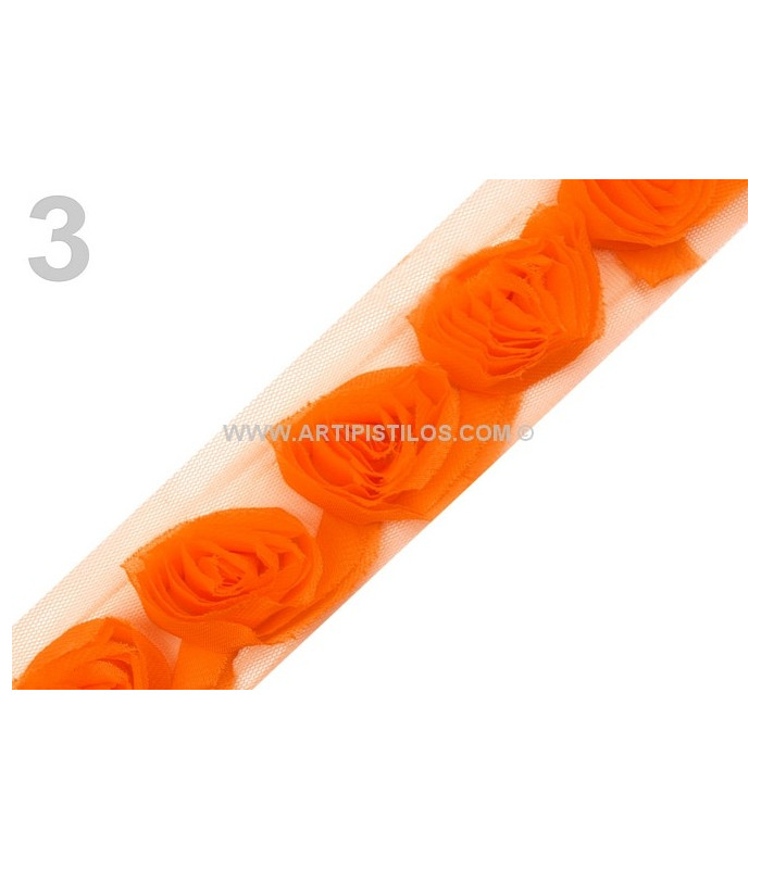 TULLE WITH FABRIC ROSES
