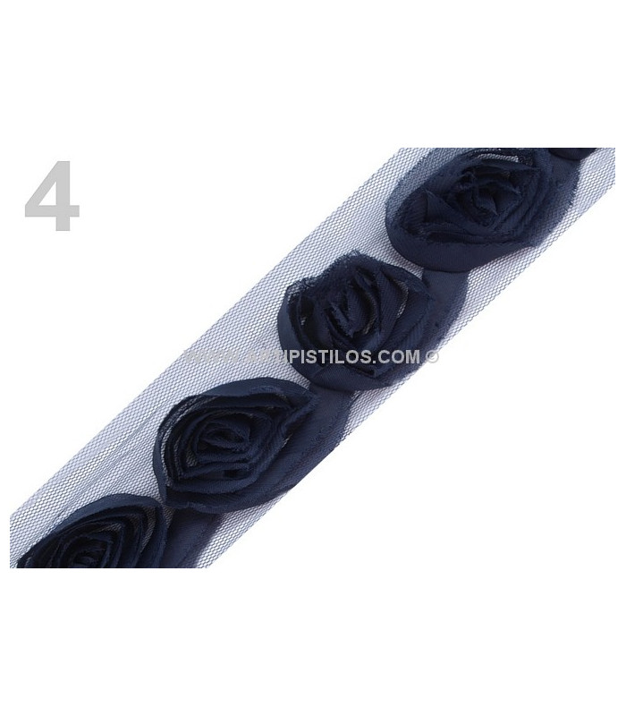 CINTA DE TUL CON ROSAS DE TELA