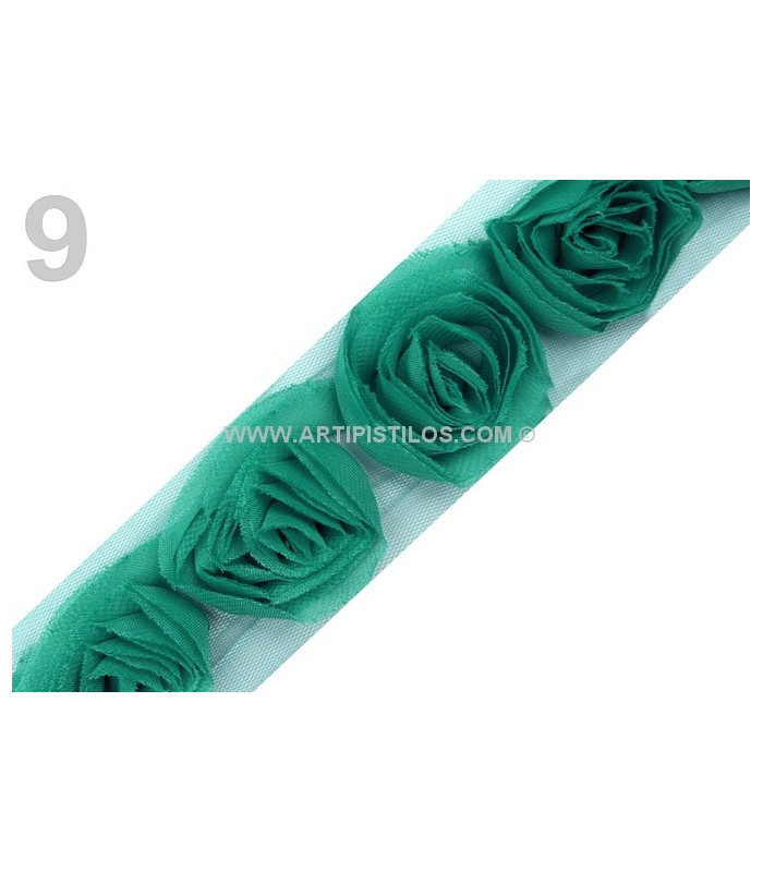 CINTA DE TUL CON ROSAS DE TELA