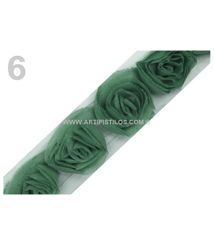 CINTA DE TUL CON ROSAS DE TELA