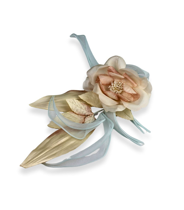 ORGANZA FLOWER WITH SATIN PETALS