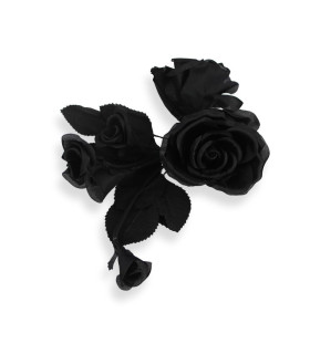 BLACK ORGANZA ROSE WITH STEM