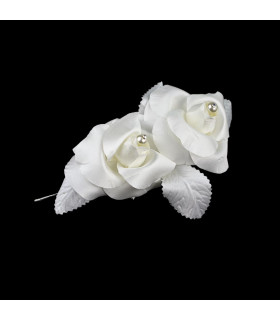 DOUBLE ROSE SPRAY IN FABRIC